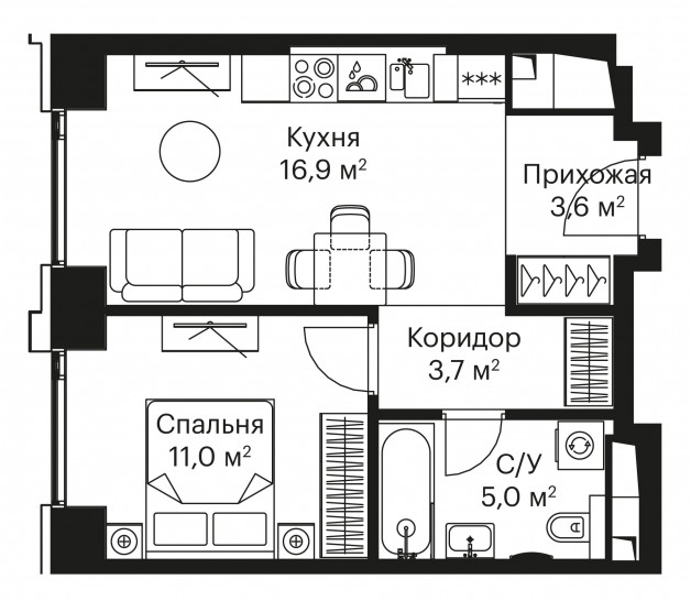 Студия 26 м²
